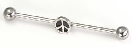 14g 1.5" Peace Sign Industrial Barbell - Monster Steel
