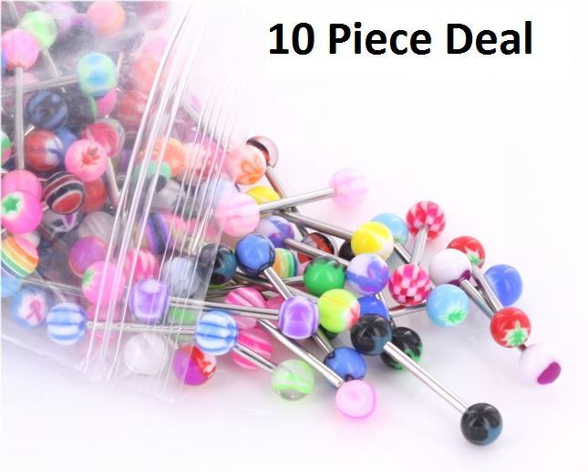 14g 5/8" Acrylic Mix Straight Barbells - Price Per 10 - Monster Steel