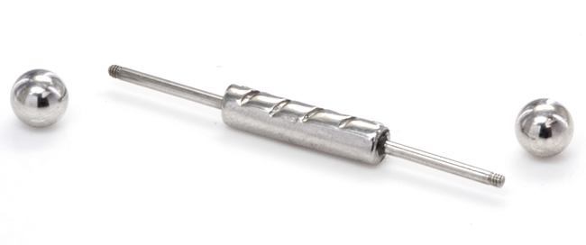 16g 1 3/8” In-Line Jewel Industrial Barbell- Balls Removed