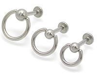 14g Lip Ring with Slave Captive Hoop - Labret Stud Body Jewelry - Monster Steel