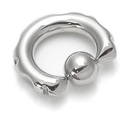 14g-2g Techno Tribal Captive Bead Ring with Smooth Indents - Monster Steel