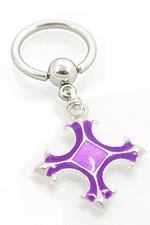 14g Violaceous Cross Captive Ring - Monster Steel