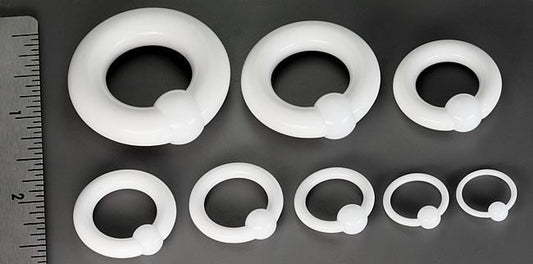 14g-00g White Acrylic Captive Rings14g-00g White Acrylic Captive Rings