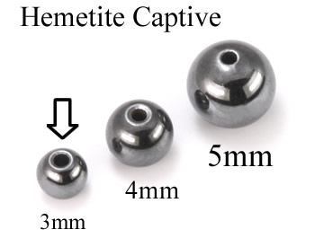 3mm Hematite Replacement Captive Bead Ball For Captive Rings - Price per 1 - Monster Steel