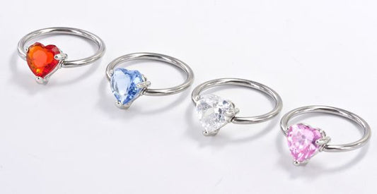 16g Heart Prong Set Captive Ring16g Heart Prong Set Captive Ring