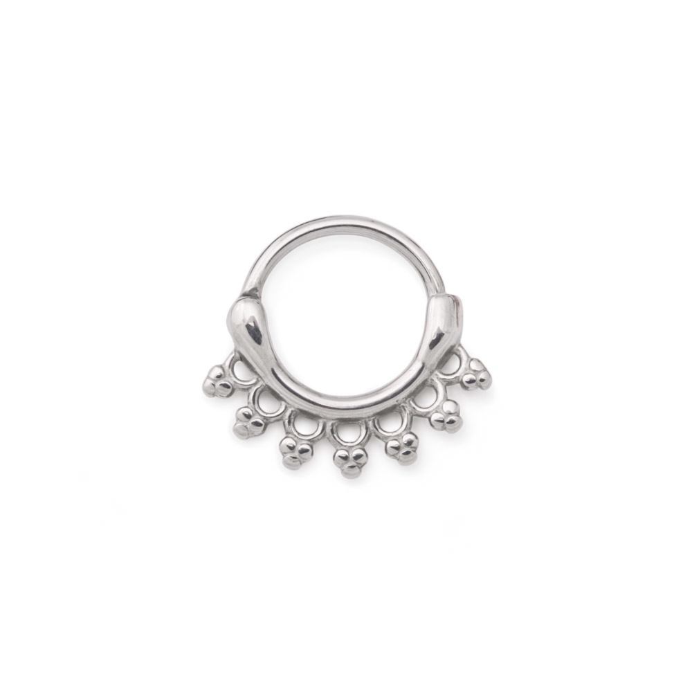 16g Steel Septum Clicker — Two-Layer Loop and Clustered Bead Design