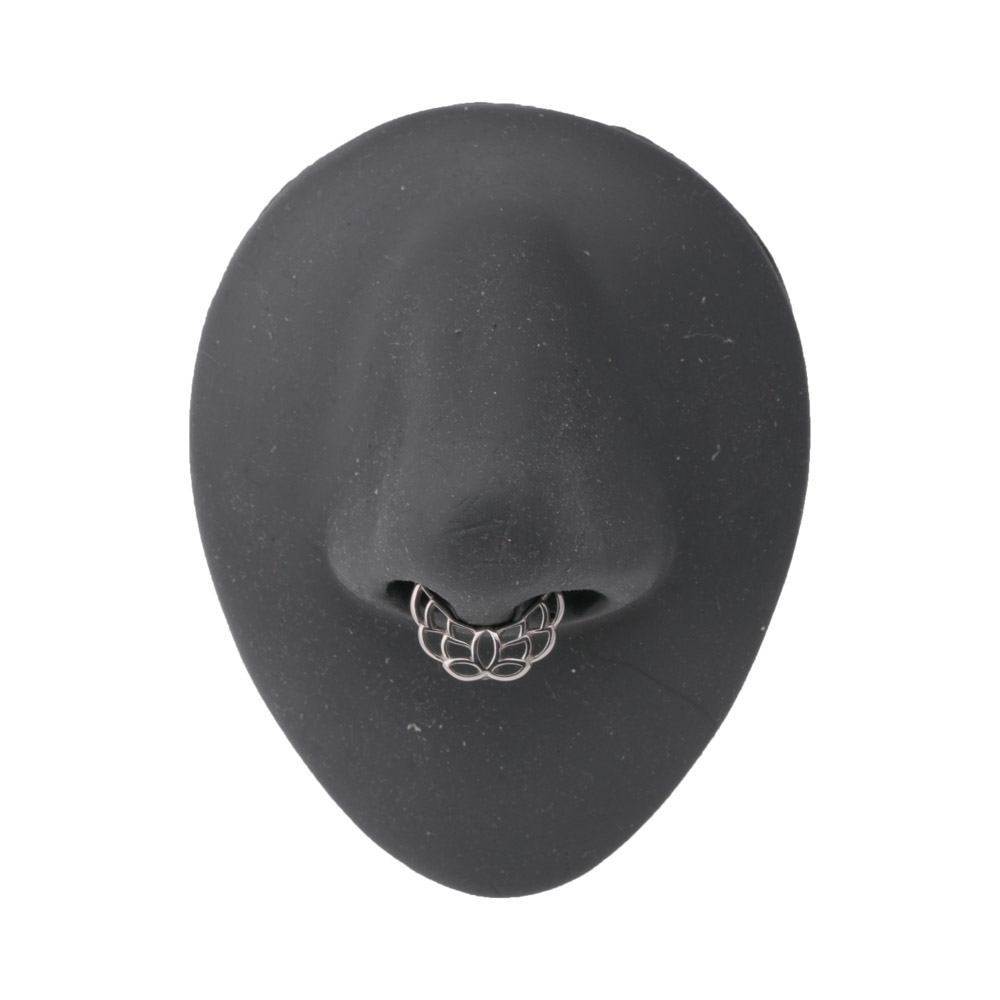 16g Steel Septum Clicker with Spreading Wings Design — Clicker Mechanism Unlatched