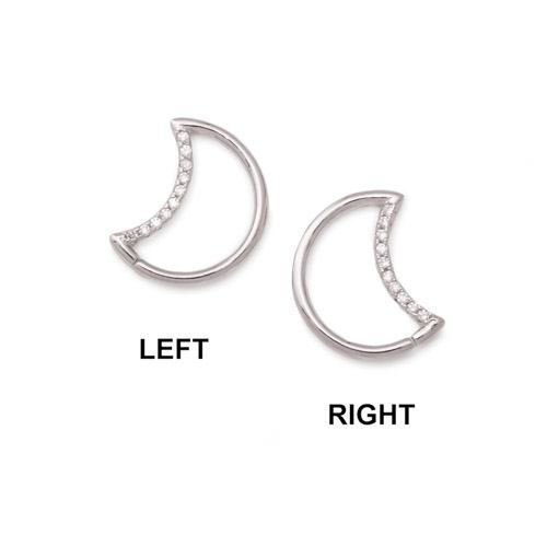 16g Sterling Silver Crescent Moon Bendable Ear Jewelry with Crystals — Price Per 1 - Monster Steel