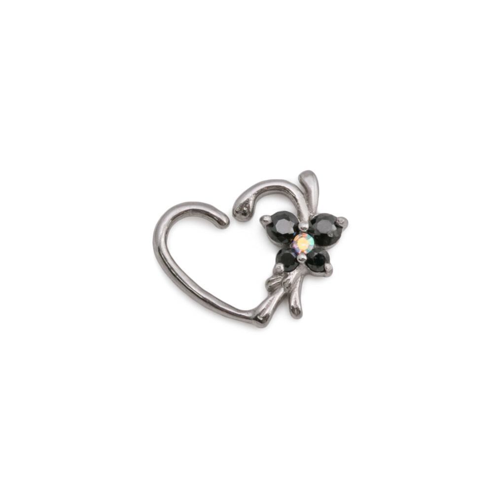 16g Jeweled Flower Heart Bendable Ear Jewelry - Monster Steel