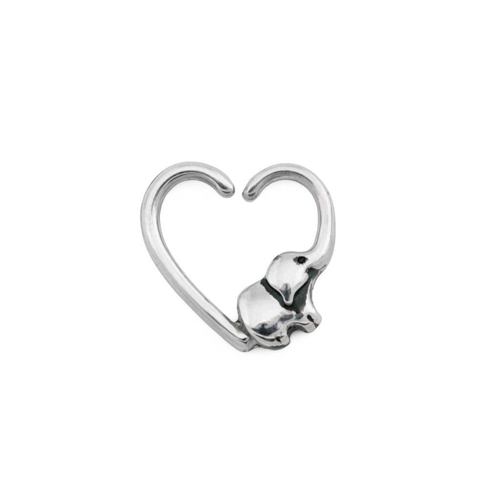16g Baby Elephant Heart Bendable Ear Jewelry — Right-Facing — Price Per 1 - Monster Steel