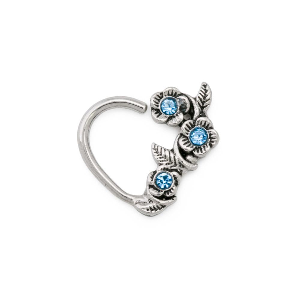 16g Floral Vine Heart Bendable Ear Jewelry — Right-Facing — Price Per 1 - Monster Steel
