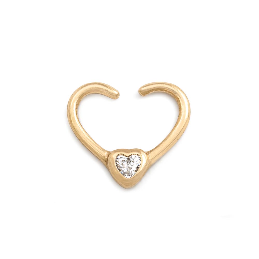 16g PVD Gold Crystal Double Heart Bendable Ear Jewelry — Price Per 1 - Monster Steel