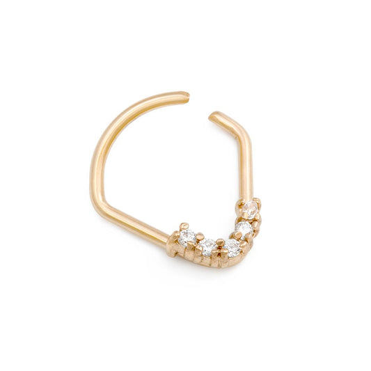 18g PVD Gold Crystalline Teardrop Bendable Ring (Thumbnail)