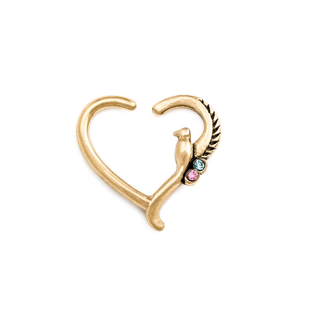 16g PVD Gold Kingly Dove Bendable Heart Ear Jewelry — Price Per 1 - Monster Steel