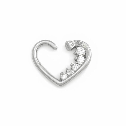 16g Descending Crystal Jewels Heart Ear Jewelry — Price Per 2 - Monster Steel