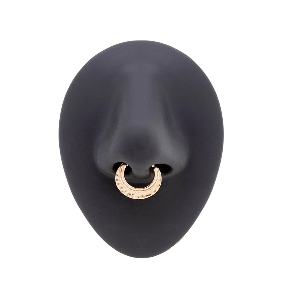 16g PVD Gold Hammered Steel Septum Clicker (Open)
