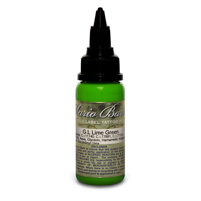 Lime Green Mario Barth Gold Label — Intenze Tattoo Ink — 1oz Bottle - Monster Steel