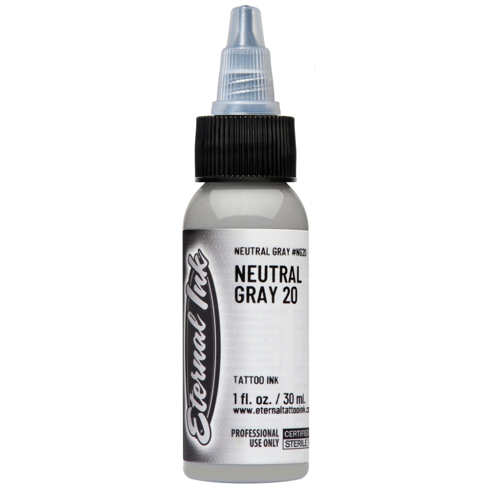 Eternal Tattoo Ink - Neutral Gray 20 - 1oz Bottle - Monster Steel
