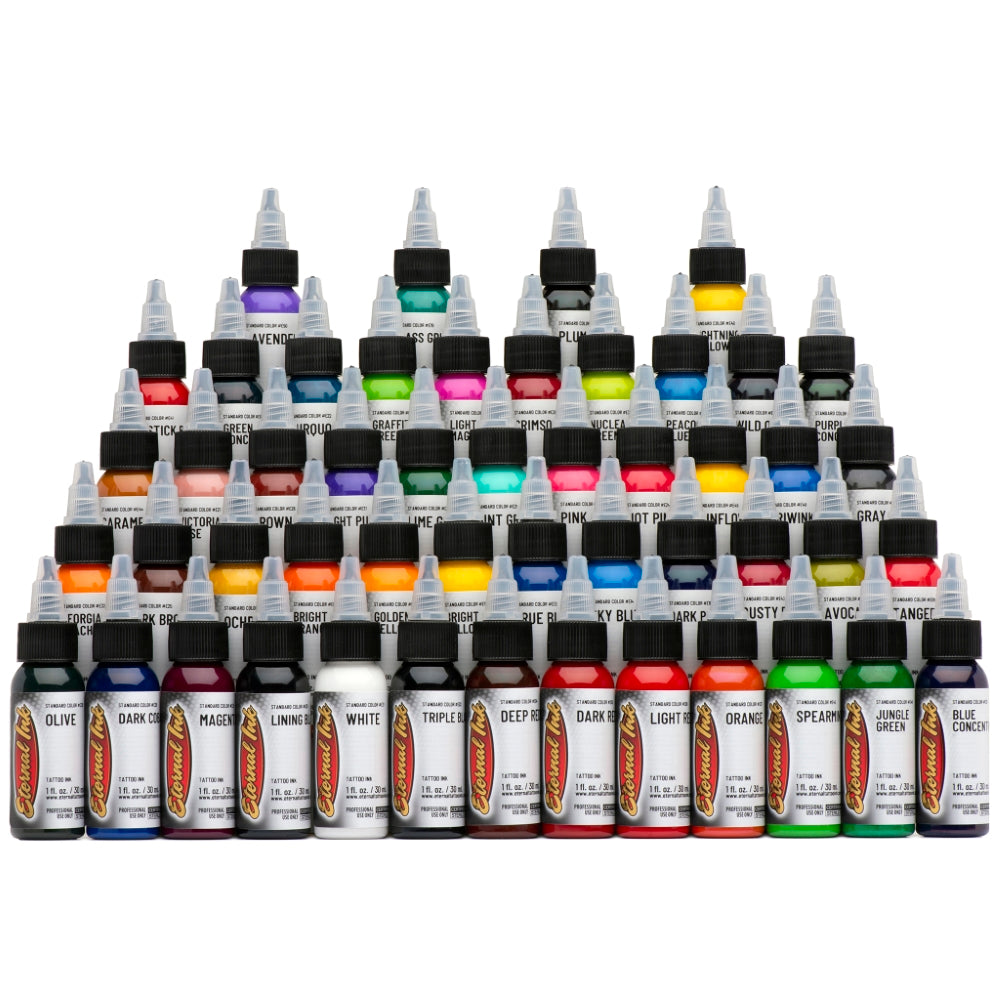 Eternal Tattoo Ink - Full 50 Color Set - 1/2oz Bottles - Monster Steel