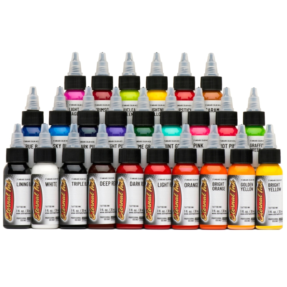 Eternal Tattoo Ink - Top 25 Color Set - 1/2oz Bottles - Monster Steel