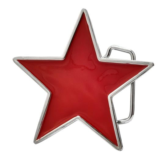 Red Enamel Painted Star Belt Buckle
