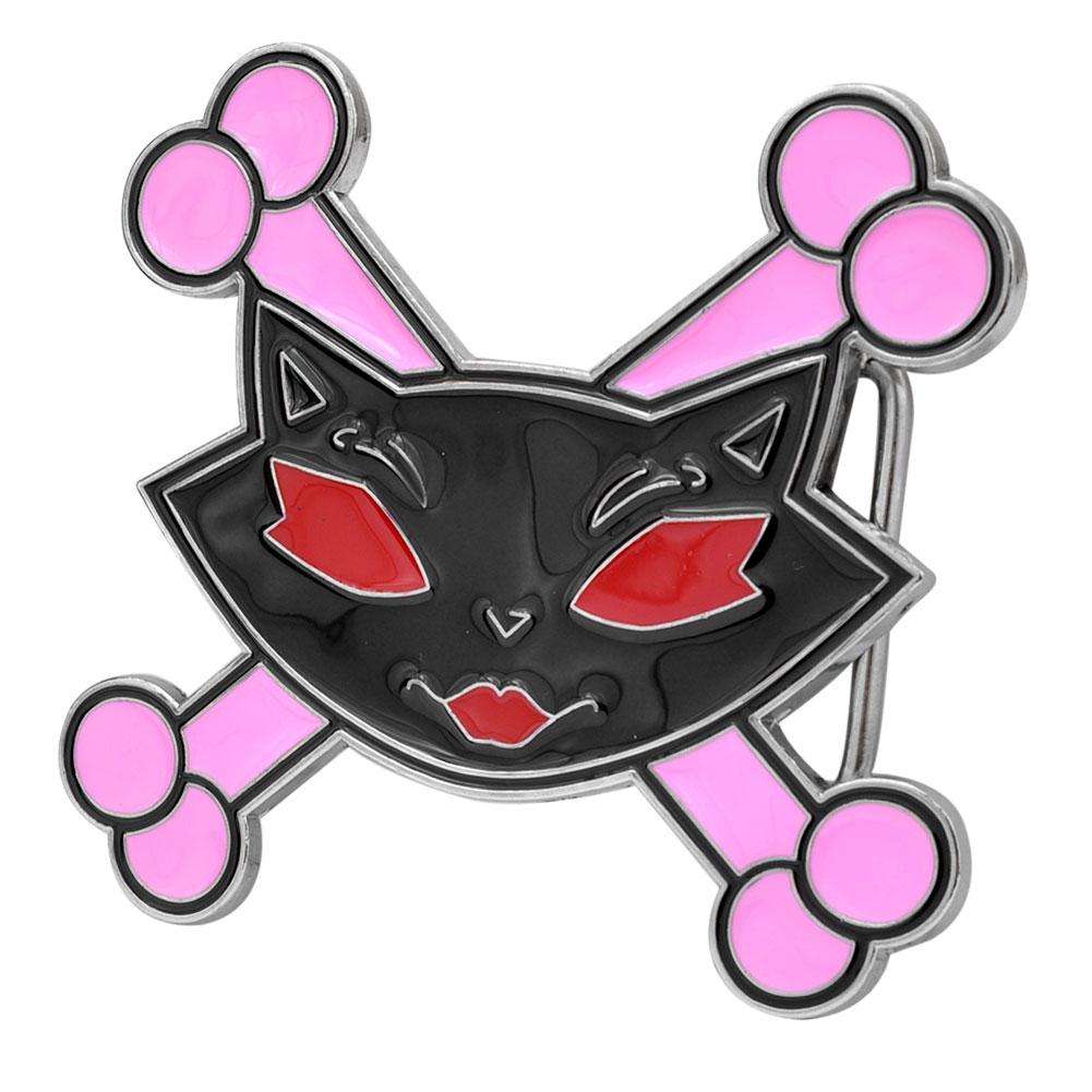 Womens Vixen Sassy Cat Kitty Crossbones Cartoon Belt Buckle - Monster Steel