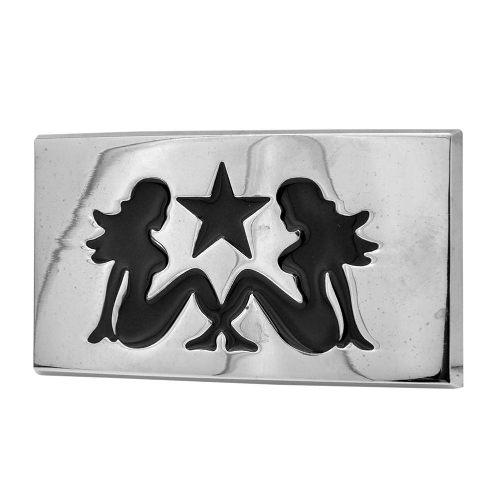 Polished Rectangle DOUBLE Sexy Mudflap Girl Belt Buckle Southern - Monster Steel