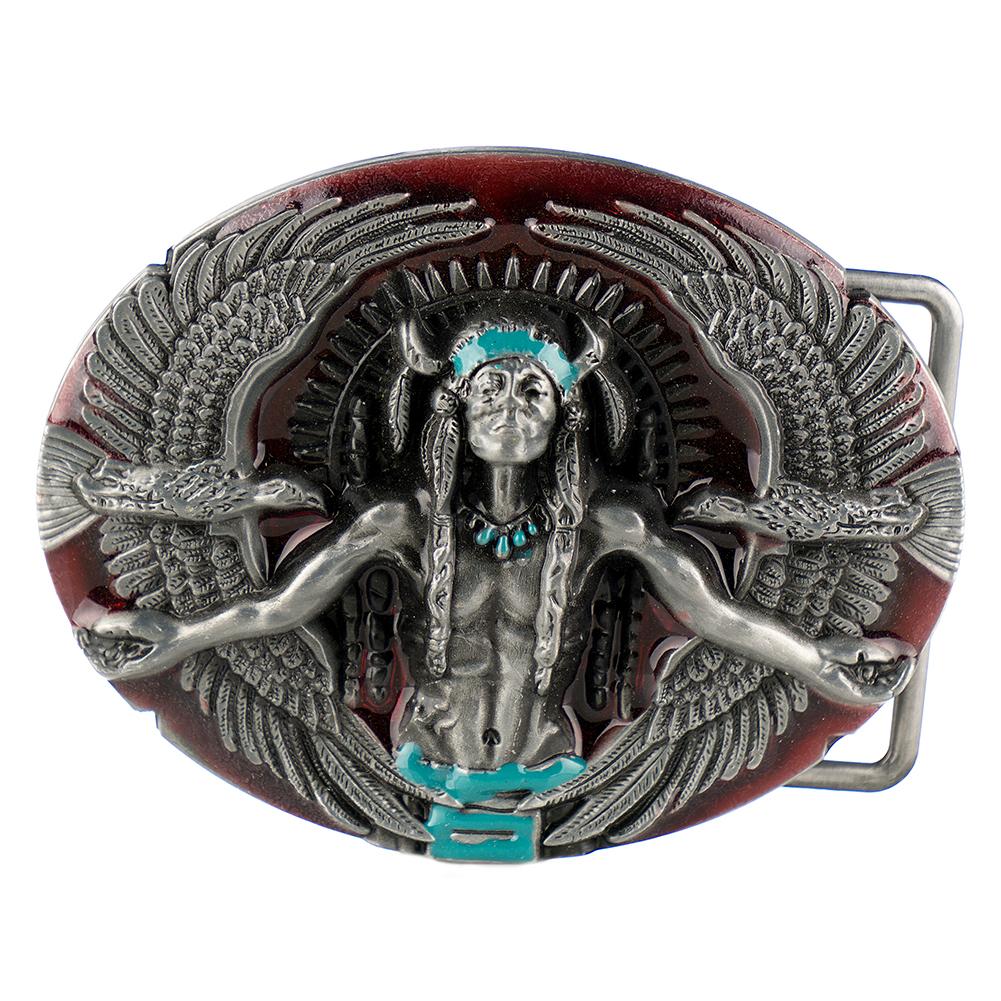 Unisex Native American Indian Medicine Man Sparrow Belt Buckle - Monster Steel