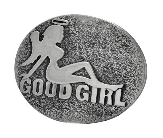 Good Girl Angel MUDFLAP Belt Buckle Brushed Metal - Monster Steel