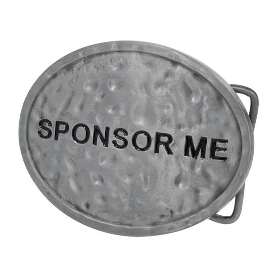 Sponsor Me Phrase Metal Silver Textured Alloy Belt Buckle - Monster Steel