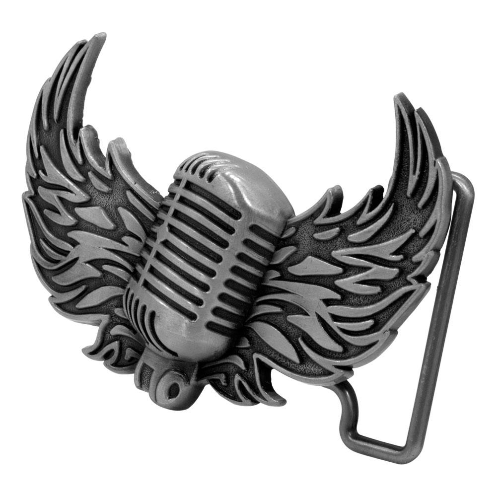 Men's Vintage Mic With Wings Musical Old Fashioned Belt Buckle - Monster Steel