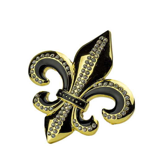 Clear Rhinestone Encrusted Fleur de Lis Belt Buckle by Hot Buckles in Black, Gold or Silver - Monster Steel