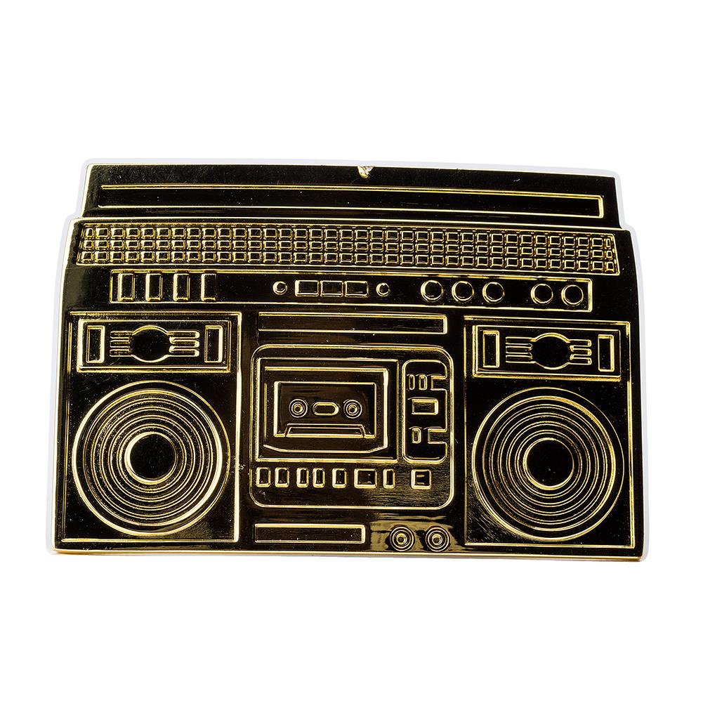 Belt Buckle by Hot Buckles Features Old School Boombox in Black or Gold - Monster Steel