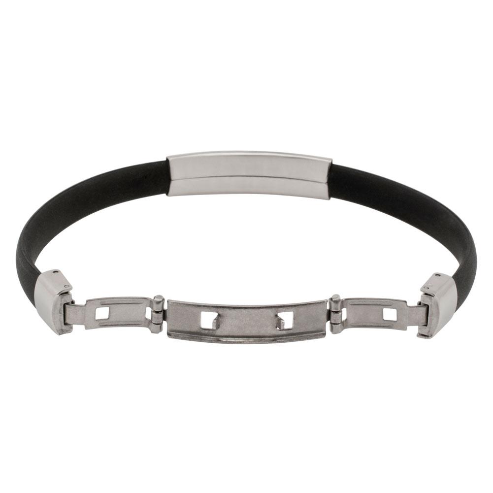 Thin Rubber and Steel Adjustable Fashion Bracelet