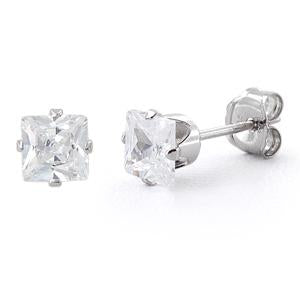Square CZ Stud Prong Set Bling Earrings - Monster Steel