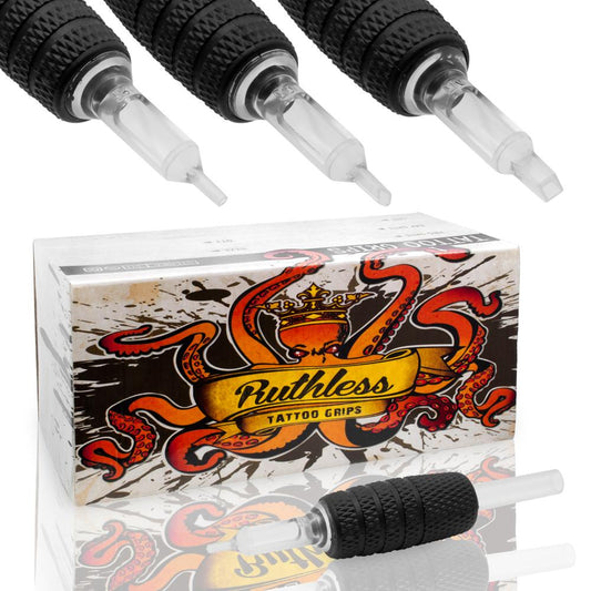 3/4" Ruthless Sterile Black Disposable Tattoo Grips 19mm — Box of 50