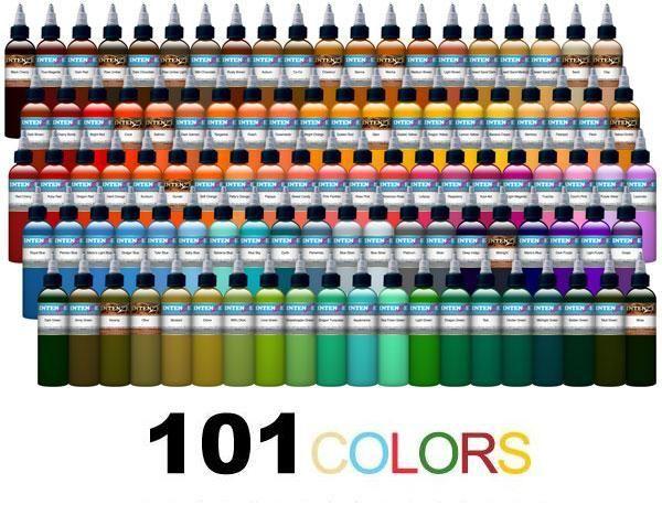 Intenze Tattoo Inks 101 Color Tattoo Ink Set - 1oz Bottles - Monster Steel