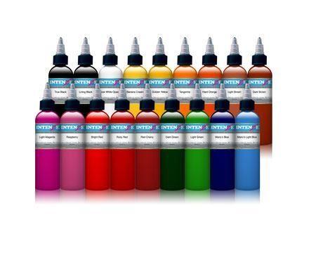 Dark Skin Set- Intenze Tattoo Ink - 18 Bottles - 4oz - Monster Steel