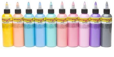 Pastel 1oz Color Set - Intenze Tattoo Ink - 10 Bottles - Monster Steel