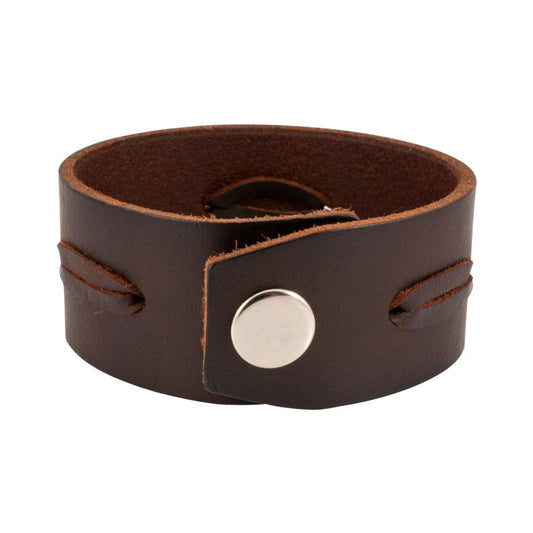 Brown Vintage Laced Italian Leather Cuff Bracelet - Monster Steel