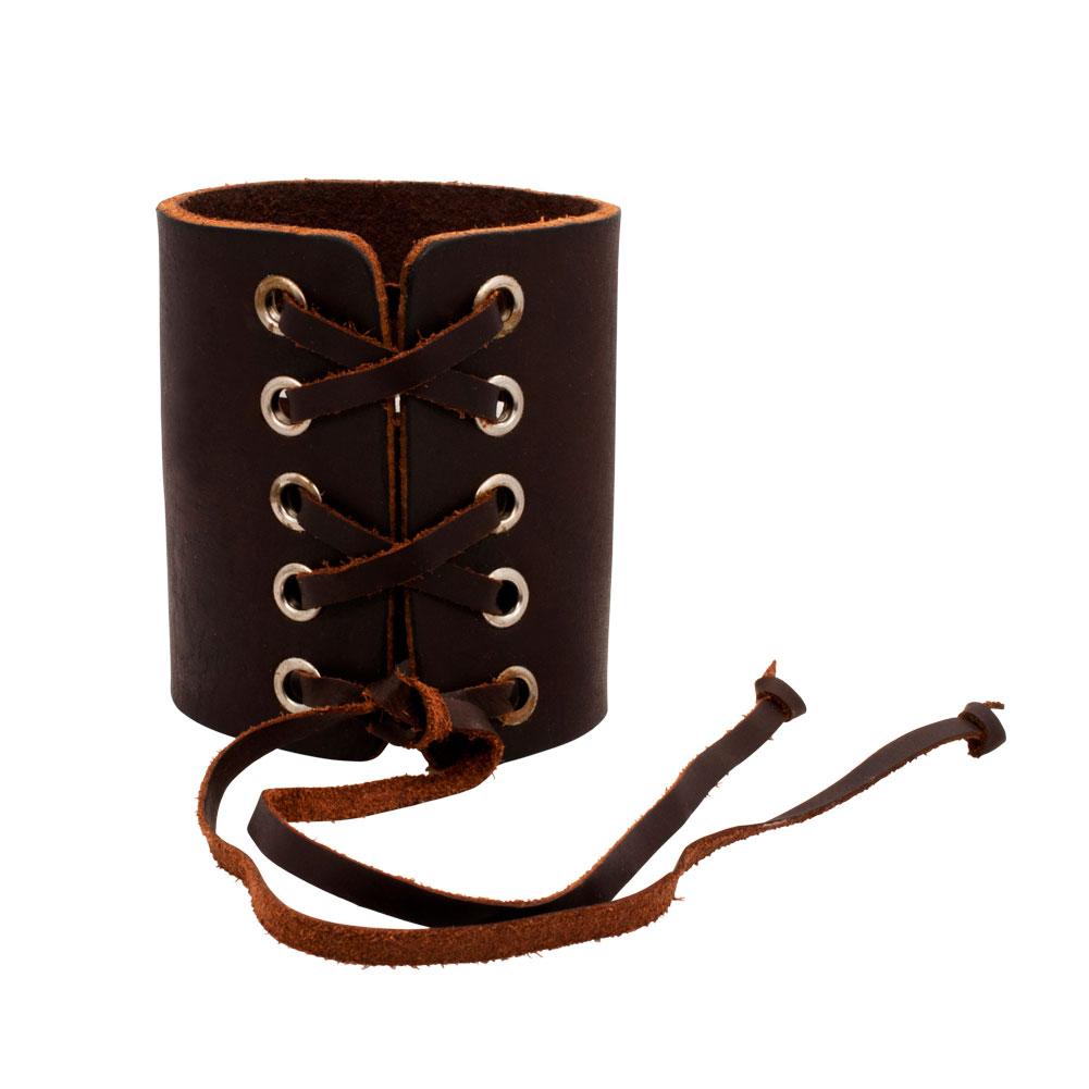 Rocker Laced Brown Top Grain Leather Cuff Bracelet - Monster Steel
