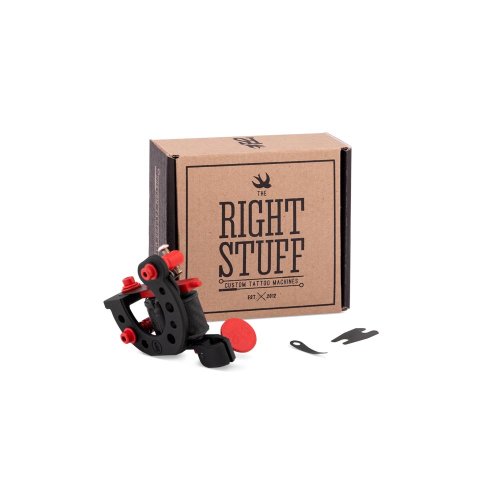 Right Stuff Lucky TrueLiner ALU Coil Tattoo Machine — Black/Red (box)