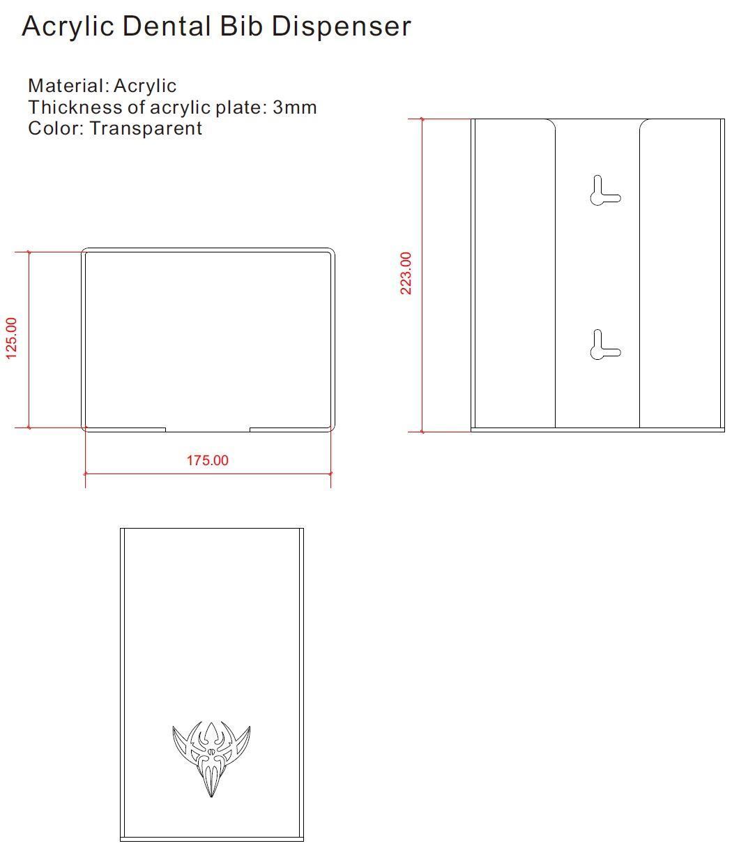 Dental Bib Dispenser Acrylic Lap Cloth Holder - Monster Steel
