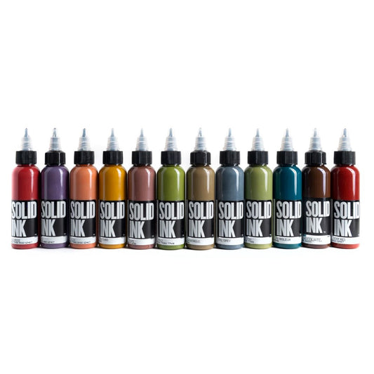 Opaque 12 Color Set - Solid Ink Tattoo Ink - 1oz Bottles - Monster Steel