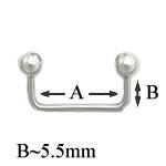 10g 90° Stainless Steel Surface Barbell- Measurements