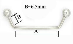 12g 80° Stainless Steel Surface Barbell- Measurement