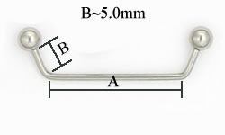 16g 80° Stainless Steel Surface Barbell- Measurement