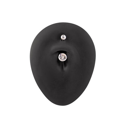 14g Double Jeweled Steel Belly Button Ring - Monster Steel