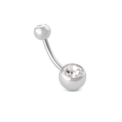 14g Double Jeweled Steel Belly Button Ring - Monster Steel