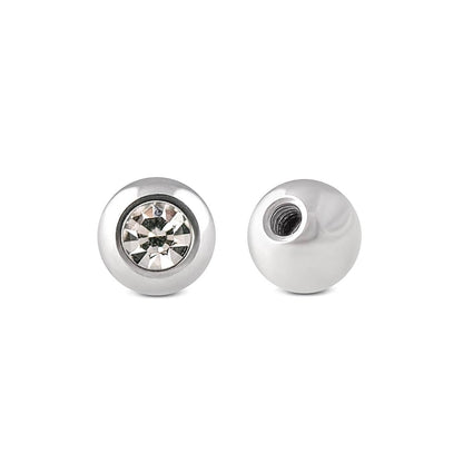 18g–16g Externally Threaded Bezel Set Jewel Replacement Ball — Price Per 1 - Monster Steel